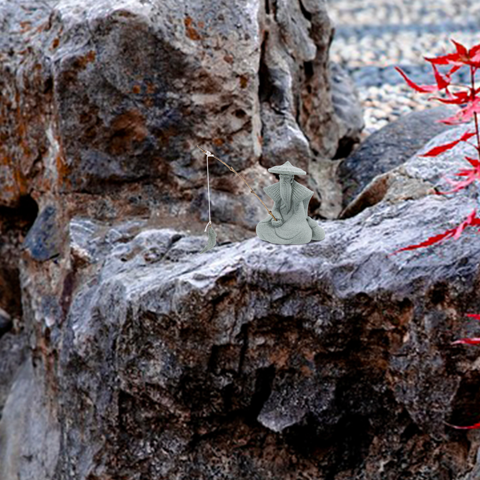 Aquarium Fish Japanese - Mini Fisherman Statue Resin Garden Outdoor