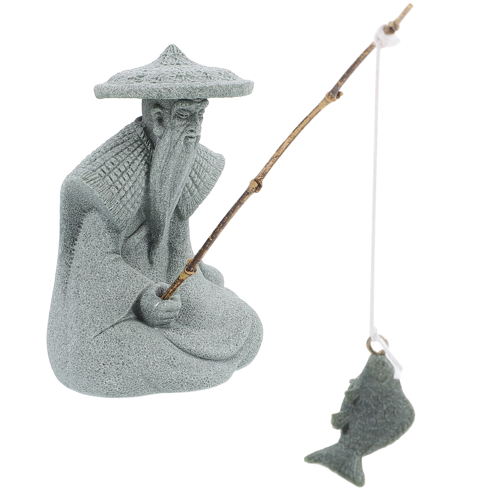Aquarium Fish Japanese - Mini Fisherman Statue Resin Garden Outdoor