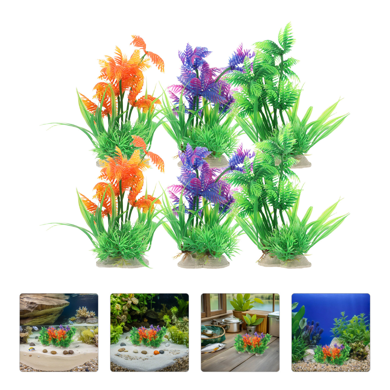 Aquarium Fish Low Maintenance - 6pcs Artificial Plants Lifelike Plastic Greenery